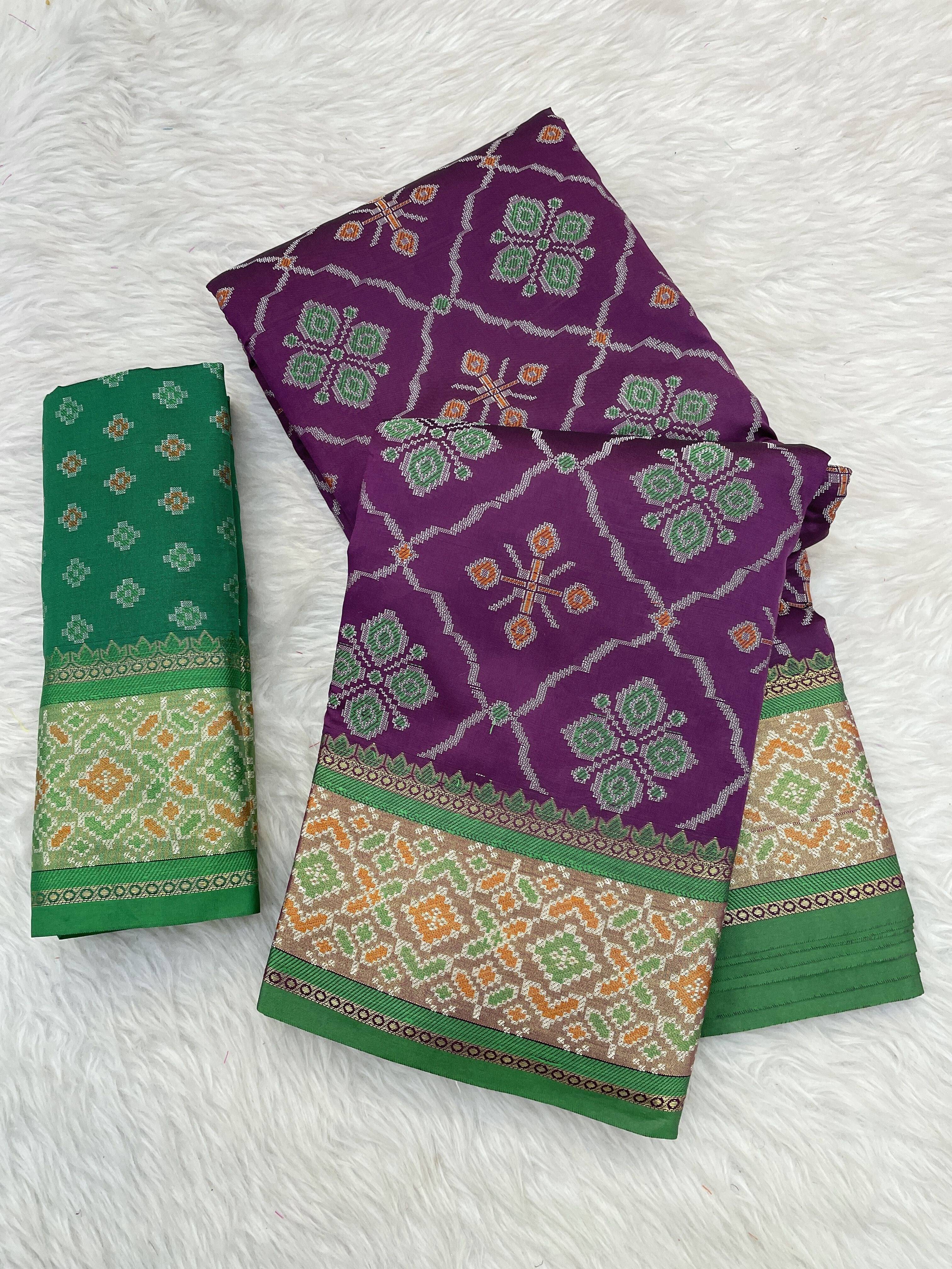     			Krisha Enterprise Silk Woven Regular Saree With Unstitched Blouse Piece ( Purple )