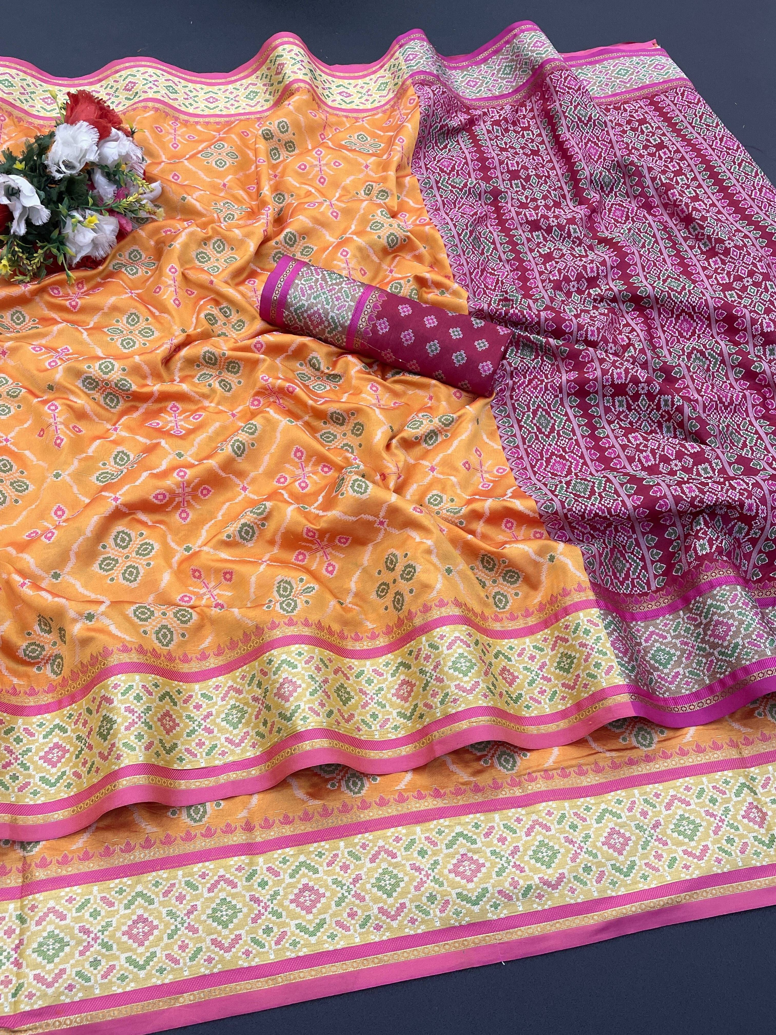 Krisha Enterprise Silk Woven Regular Saree With Unstitched Blouse Piece ( Orange ) Krisha Enterprise Silk Woven Regular Saree With Unstitched Blouse Piece ( Orange )