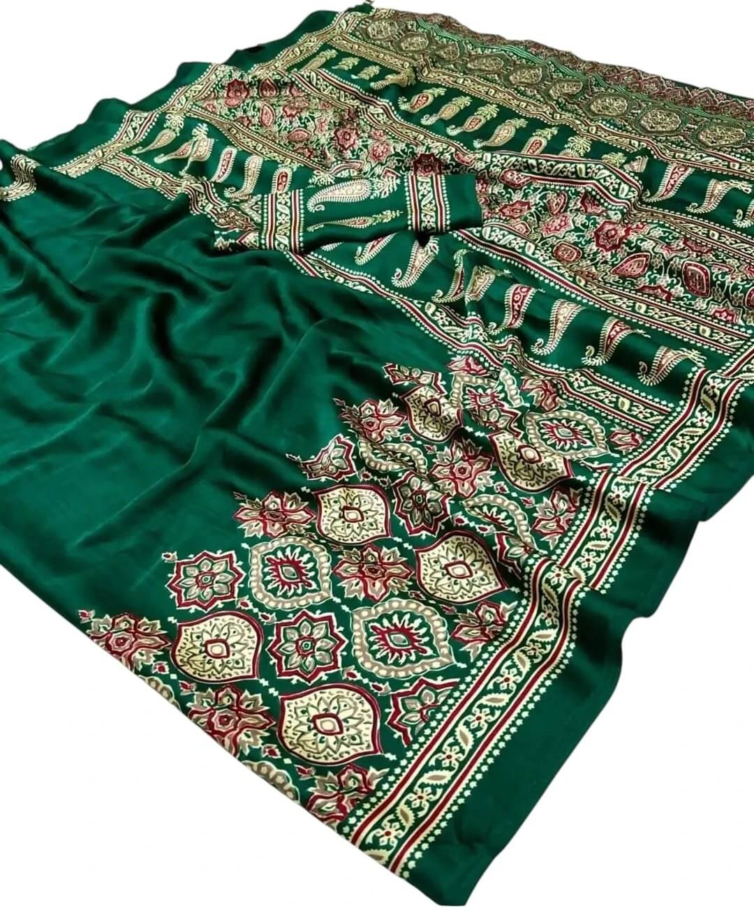 Krisha Enterprise Silk Woven Regular Saree With Unstitched Blouse Piece ( Green ) Krisha Enterprise Silk Woven Regular Saree With Unstitched Blouse Piece ( Green )