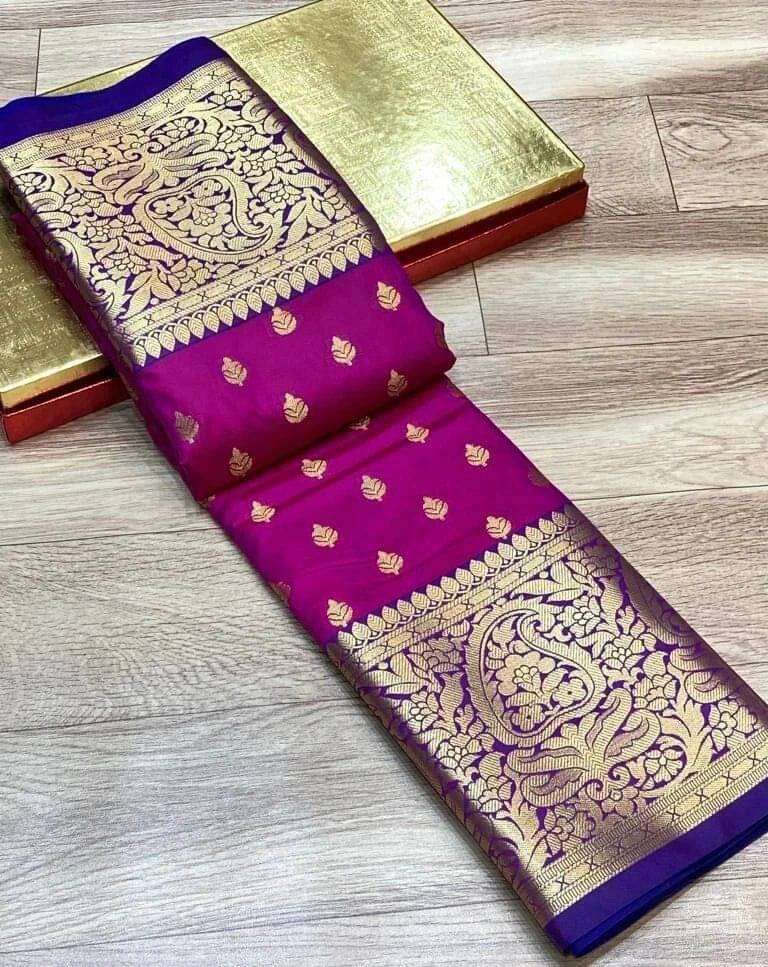     			Krisha Enterprise Silk Woven Regular Saree With Unstitched Blouse Piece ( Purple )
