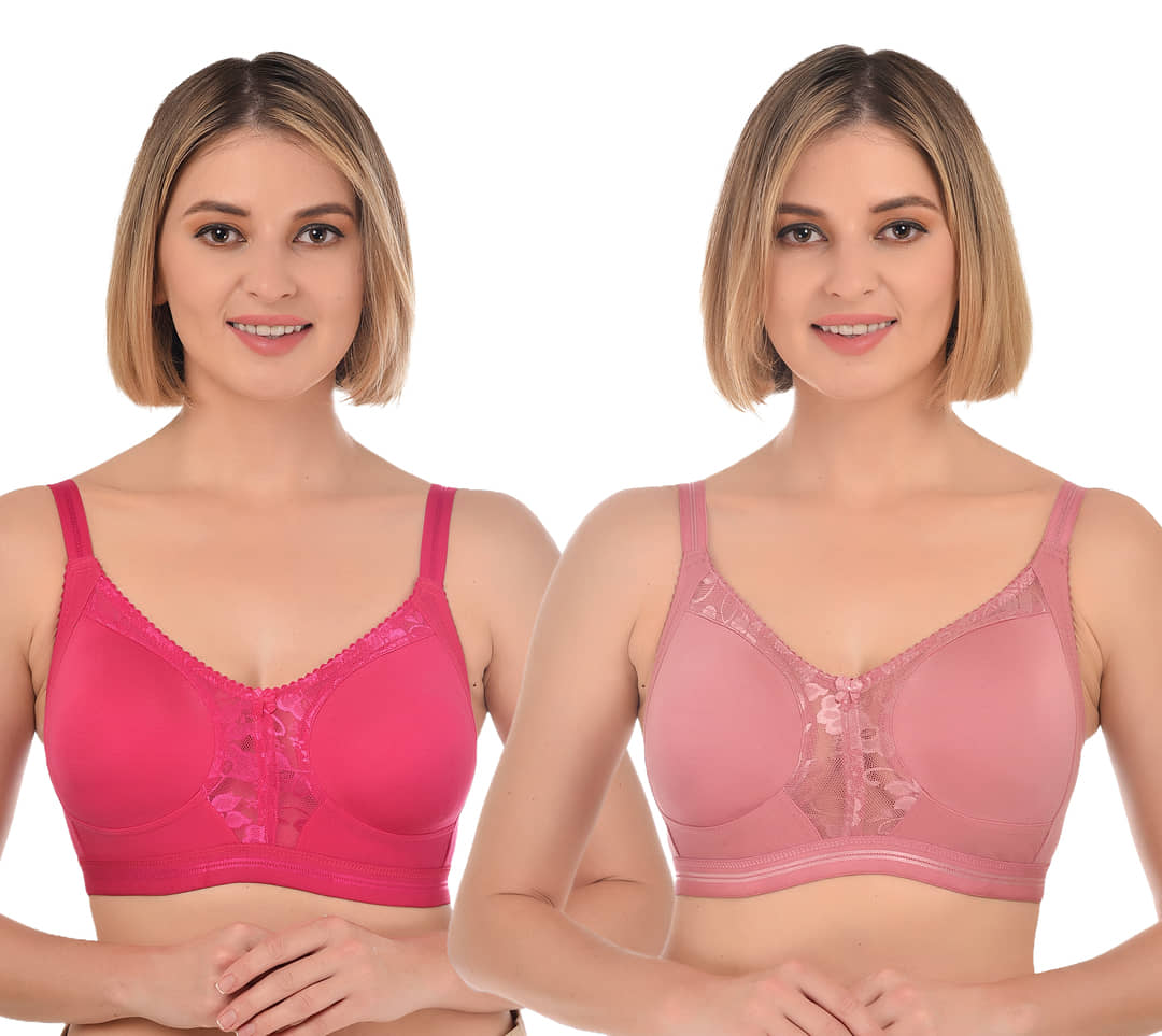 Ladyland Pack of 2 Lycra Non Padded Everyday Bra For Women ( Multicolor )