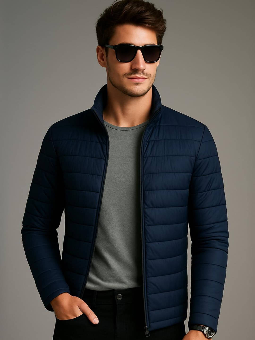 Nuovo Polyester Men's Puffer Jacket - Navy Blue ( Pack of 1 ) Nuovo Polyester Men's Puffer Jacket - Navy Blue ( Pack of 1 )