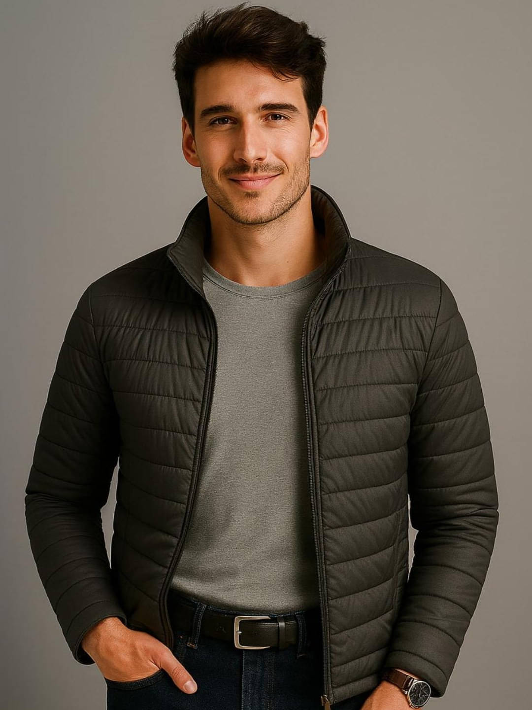 Nuovo Polyester Men's Puffer Jacket - Grey ( Pack of 1 ) Nuovo Polyester Men's Puffer Jacket - Grey ( Pack of 1 )
