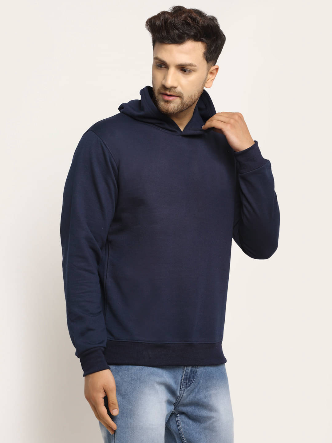     			OBAAN Fleece Hooded Men's Sweatshirt - Navy Blue ( Pack of 1 )
