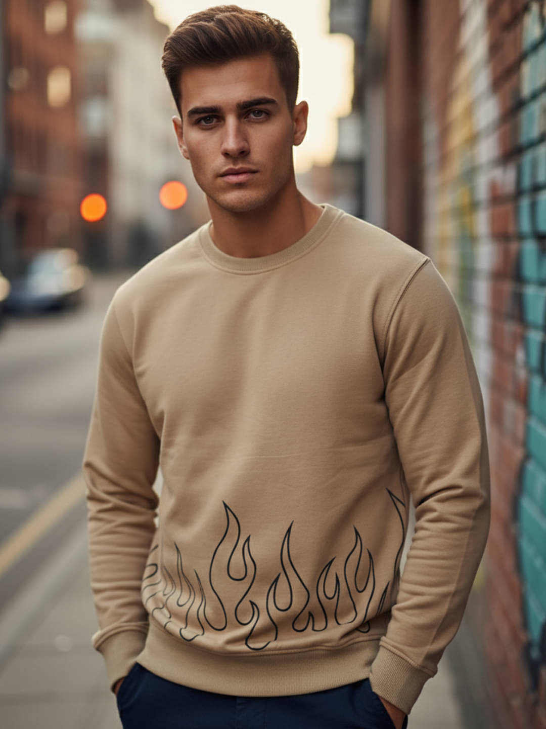     			OBAAN Fleece Round Neck Men's Sweatshirt - Beige ( Pack of 1 )