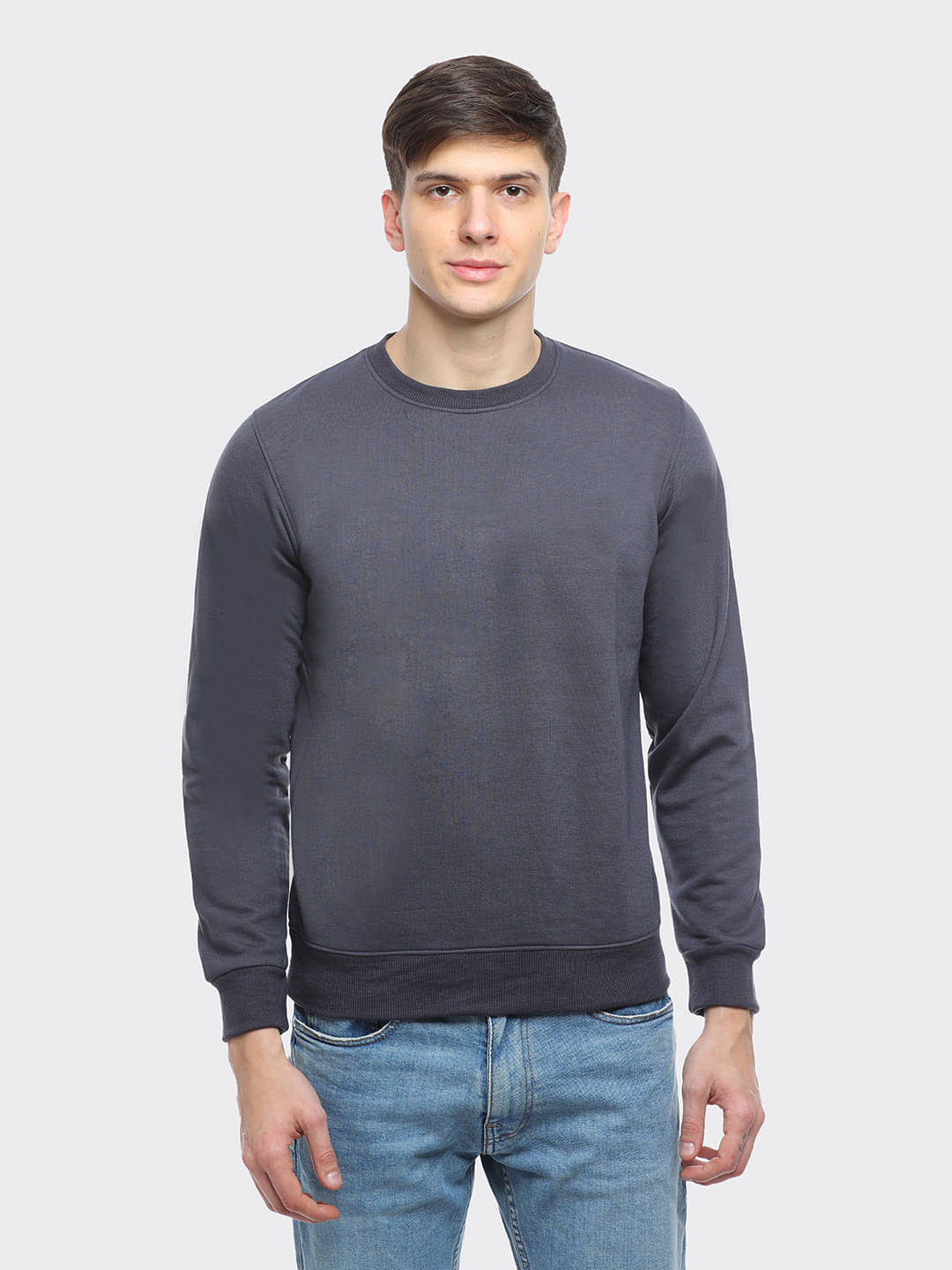     			OBAAN Fleece Round Neck Men's Sweatshirt - Grey ( Pack of 1 )