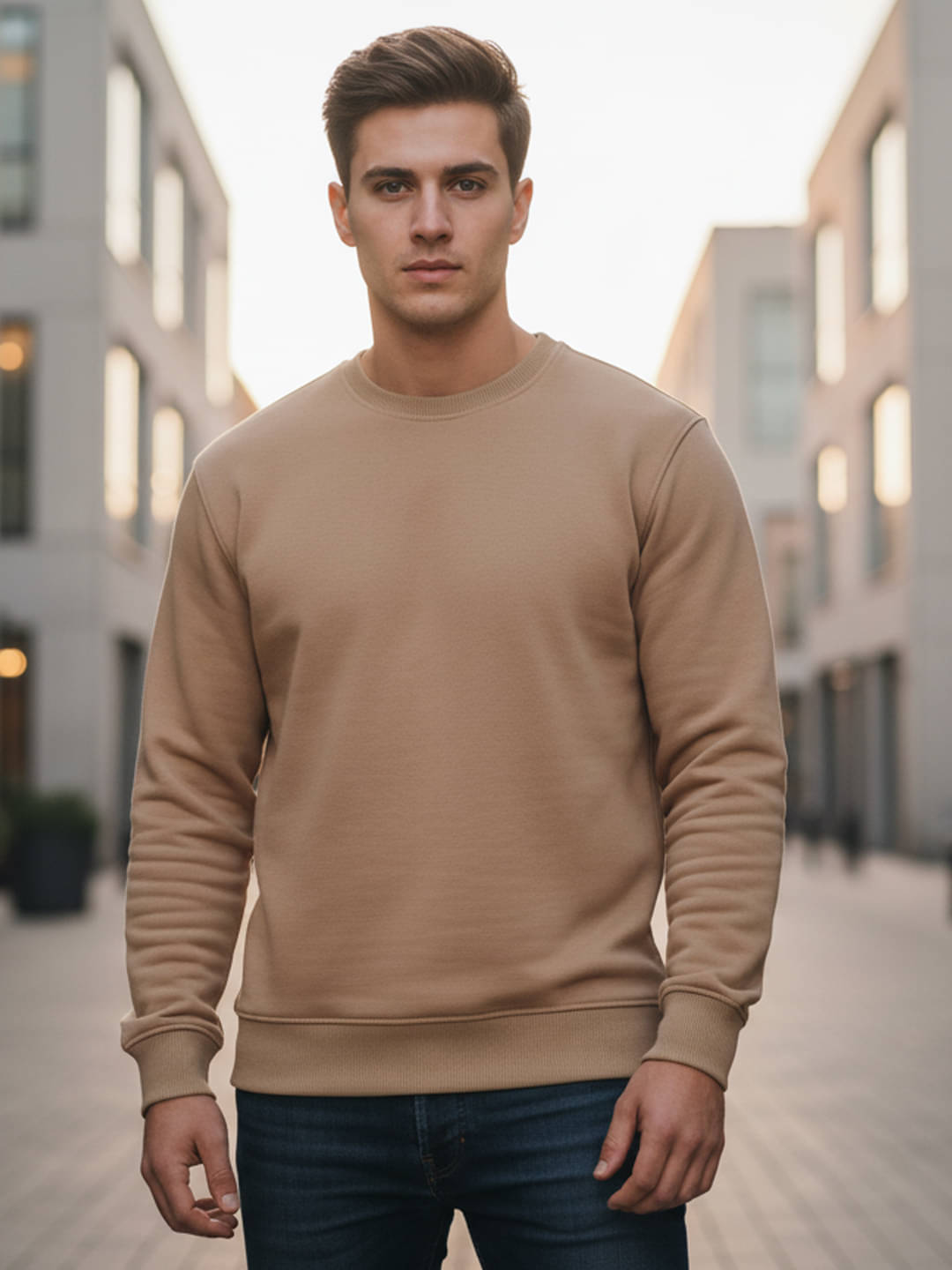     			OBAAN Fleece Round Neck Men's Sweatshirt - Beige ( Pack of 1 )