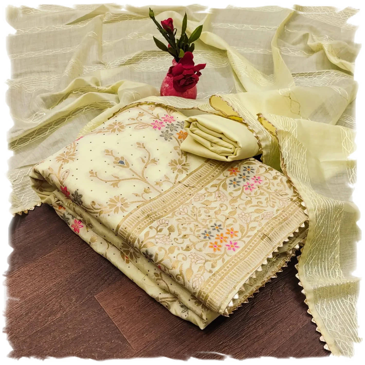     			PANZORA Women Chanderi Unstitched Dress Material ( Yellow )