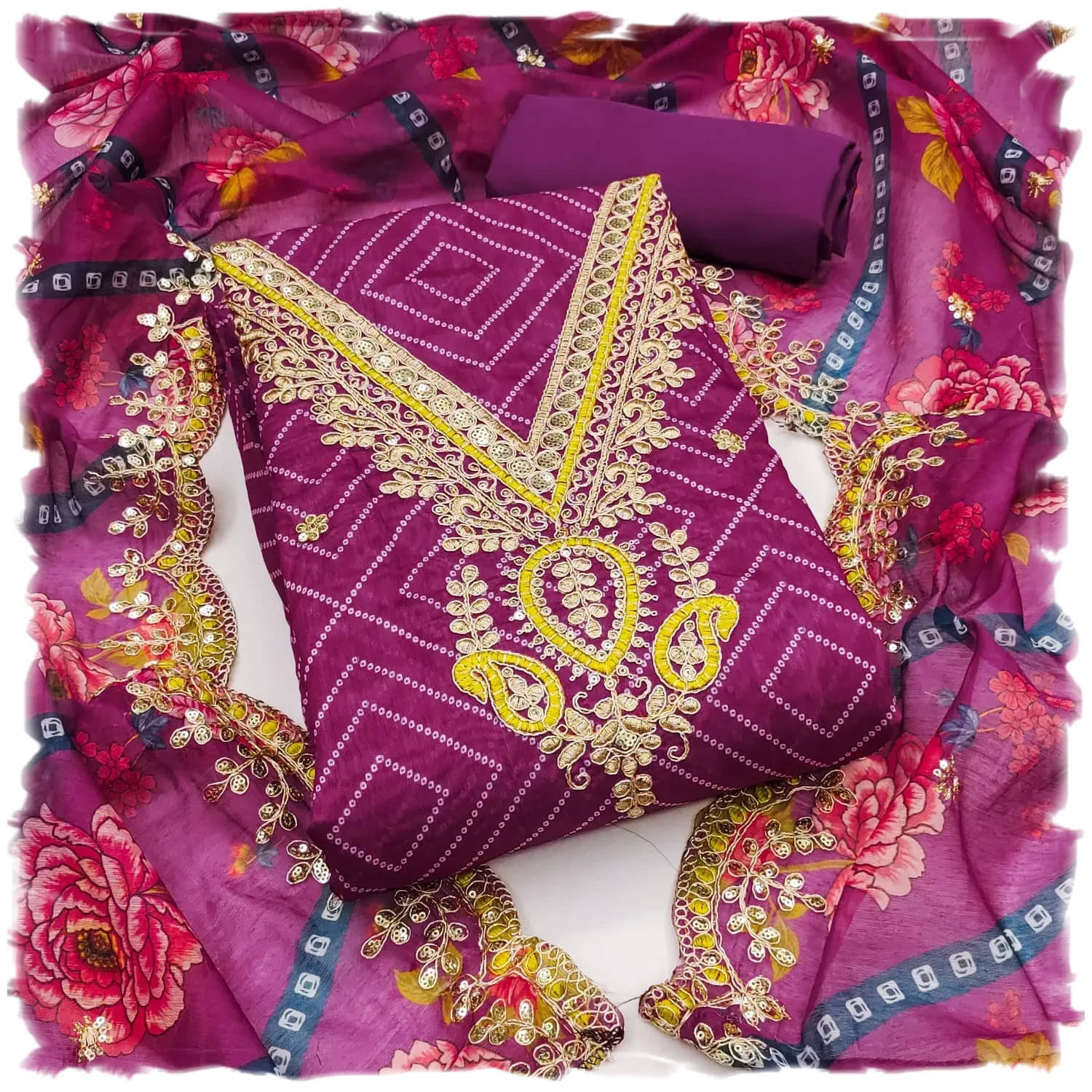     			PANZORA Women Chanderi Unstitched Dress Material ( Purple )
