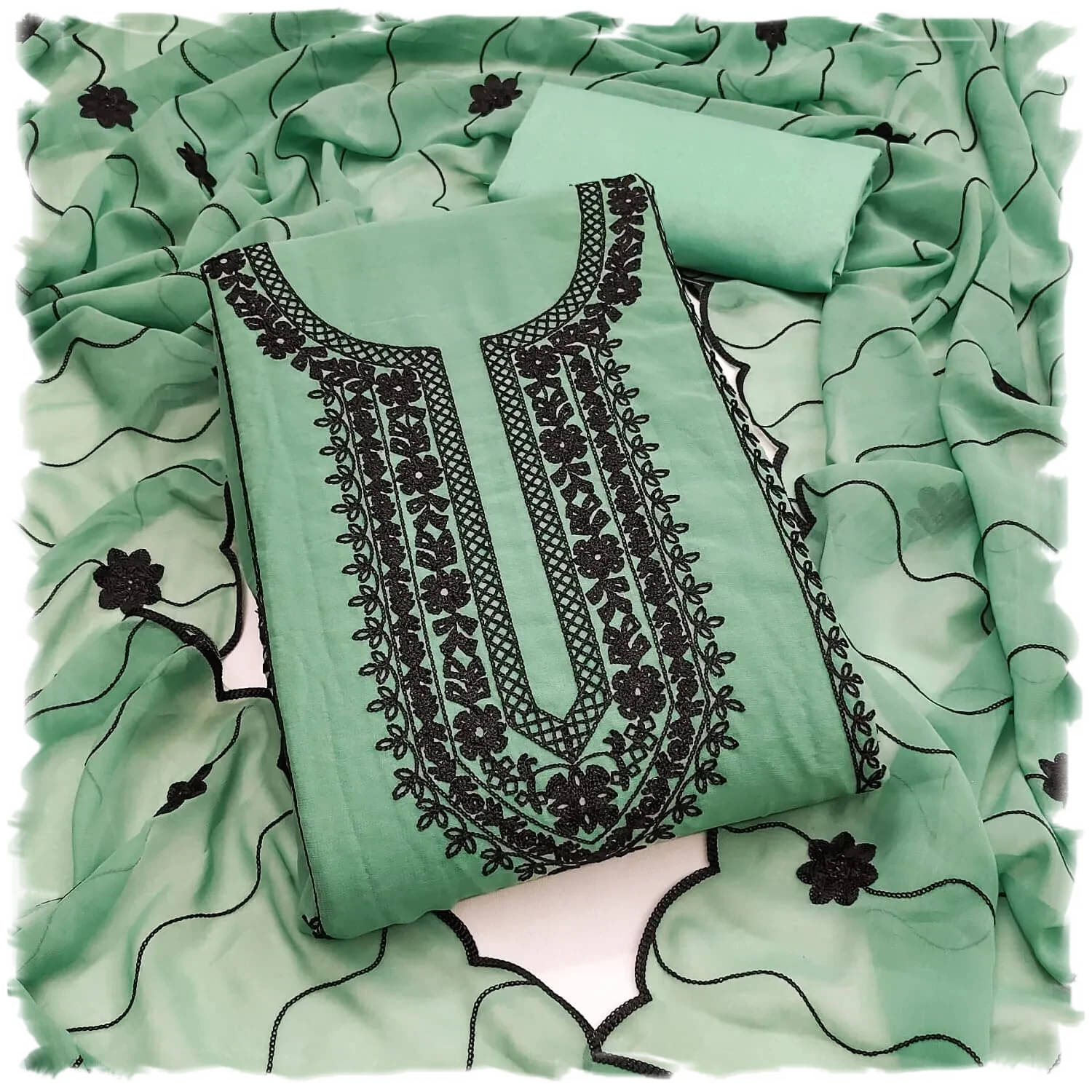 PANZORA Women Georgette Unstitched Dress Material ( Sea Green )     			PANZORA Women Georgette Unstitched Dress Material ( Sea Green )