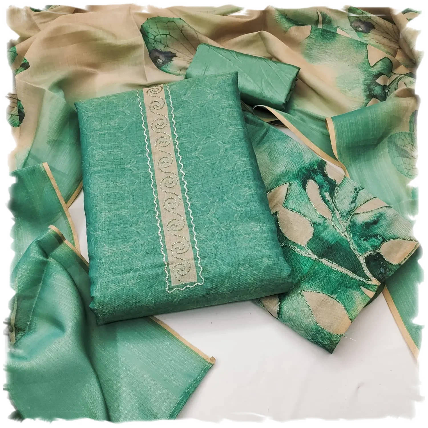 PANZORA Women Silk Unstitched Dress Material ( Teal )     			PANZORA Women Silk Unstitched Dress Material ( Teal )