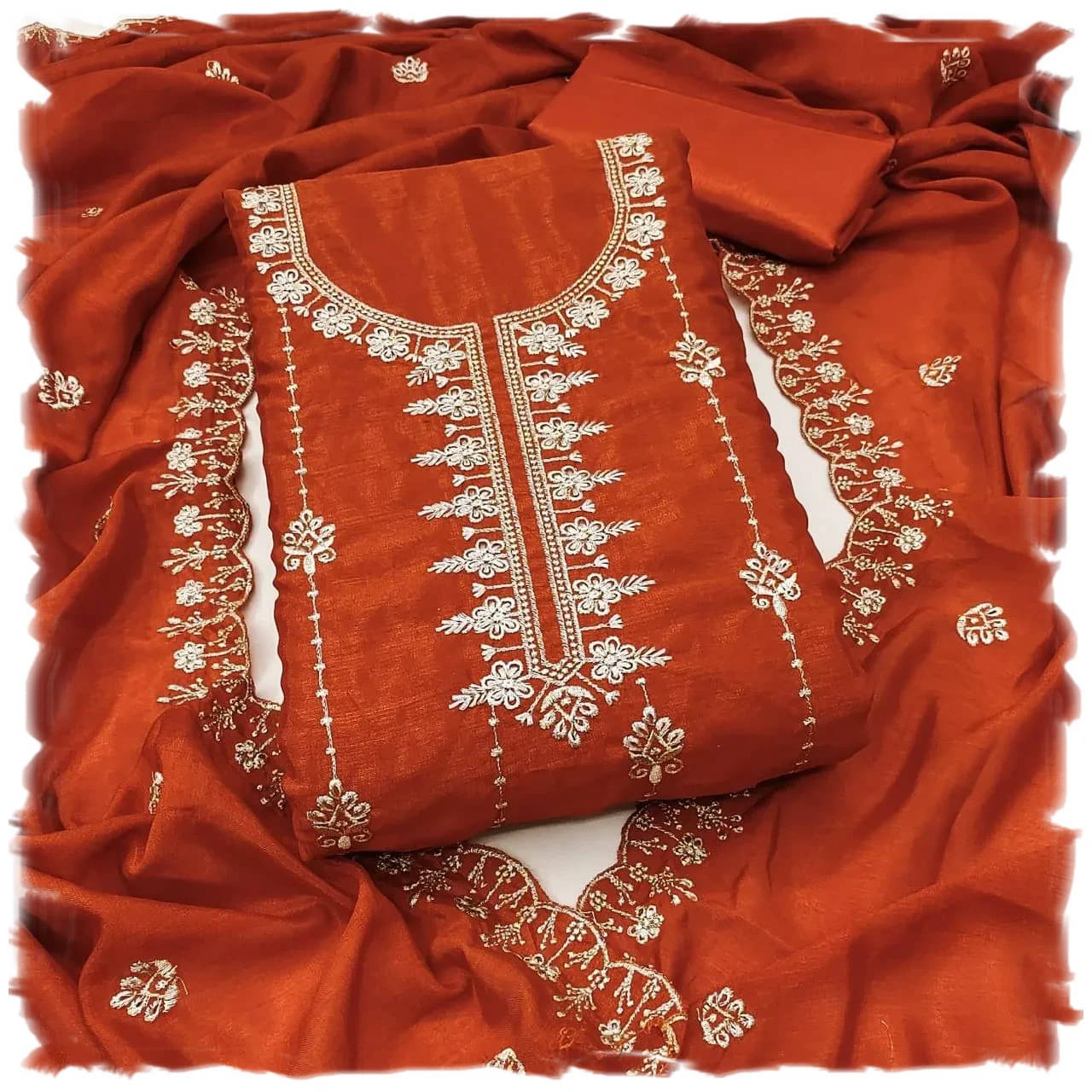     			PANZORA Women Velvet Unstitched Dress Material ( Orange )