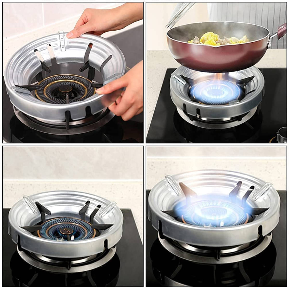     			PRIMIYARA {PACK OF 2} Gas Stove Energy Saver Ring – Protector & Heat Efficiency Booster