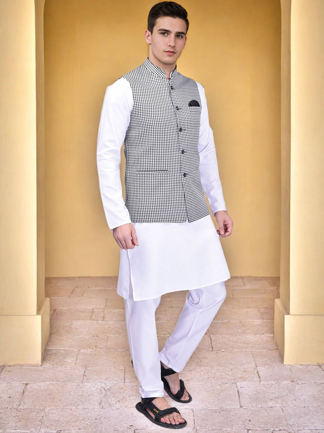     			PRINT CULTR White Cotton Blend Regular Fit Men's Kurta Pyjama Set ( Pack of 1 )