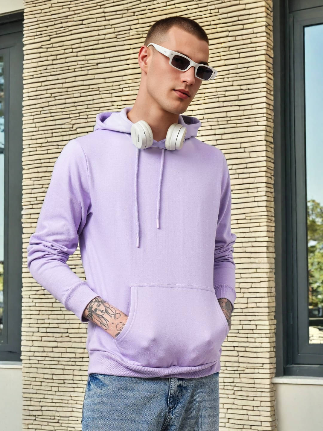     			PRINTCULTR Fleece Round Neck Men's Sweatshirt - Lavender ( Pack of 1 )