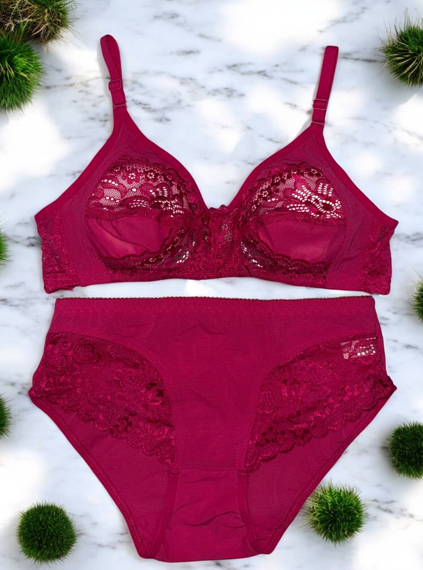 Piylu Net/Mesh Non Padded Bra & Panty Set ( Pink , Pack of 1 ) Piylu Net/Mesh Non Padded Bra & Panty Set ( Pink , Pack of 1 )