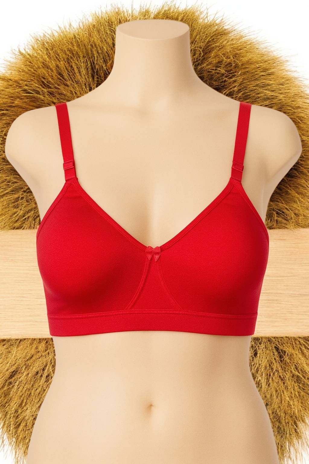 Piylu Pack of 1 Cotton Blend Non Padded T-Shirt Bra For Women ( Red )     			Piylu Pack of 1 Cotton Blend Non Padded T-Shirt Bra For Women ( Red )