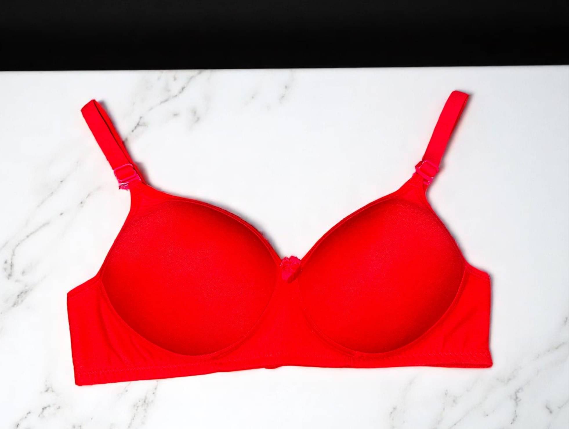     			Piylu Pack of 1 Cotton Blend Lightly Padded Everyday Bra For Women ( Red )
