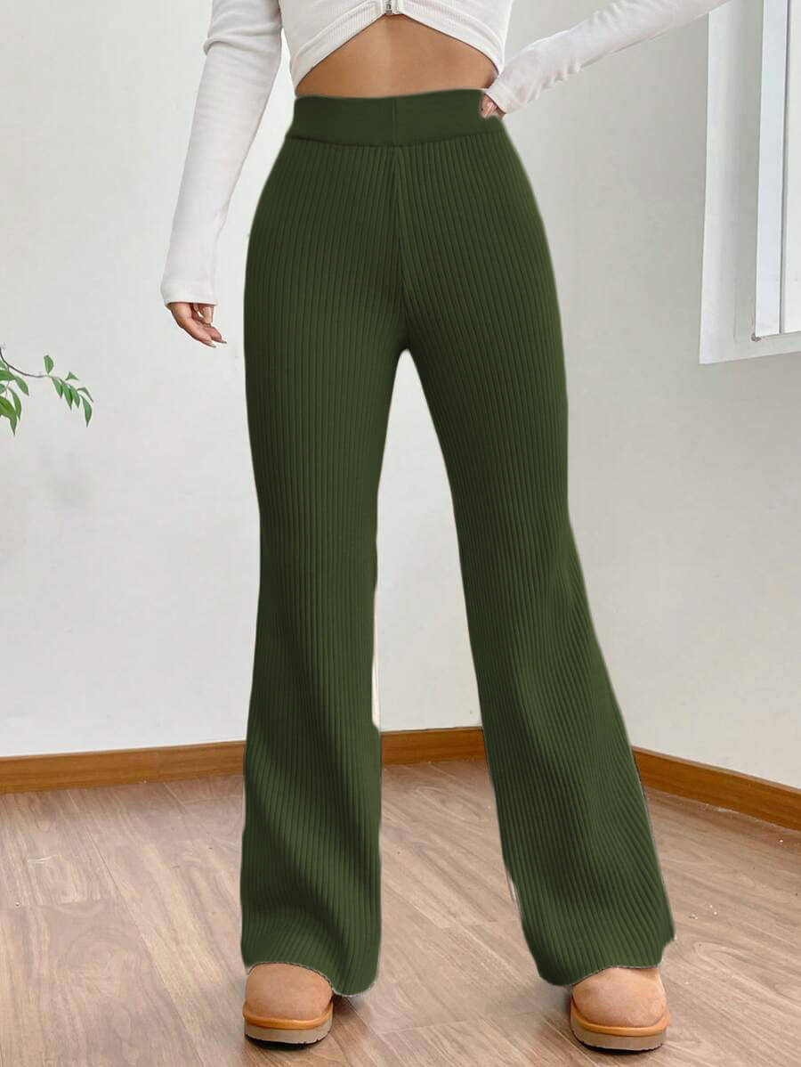 Qyaas Women Knitted Formal Trousers ( Black ) - Trousers | Buy online on ZillyBuy