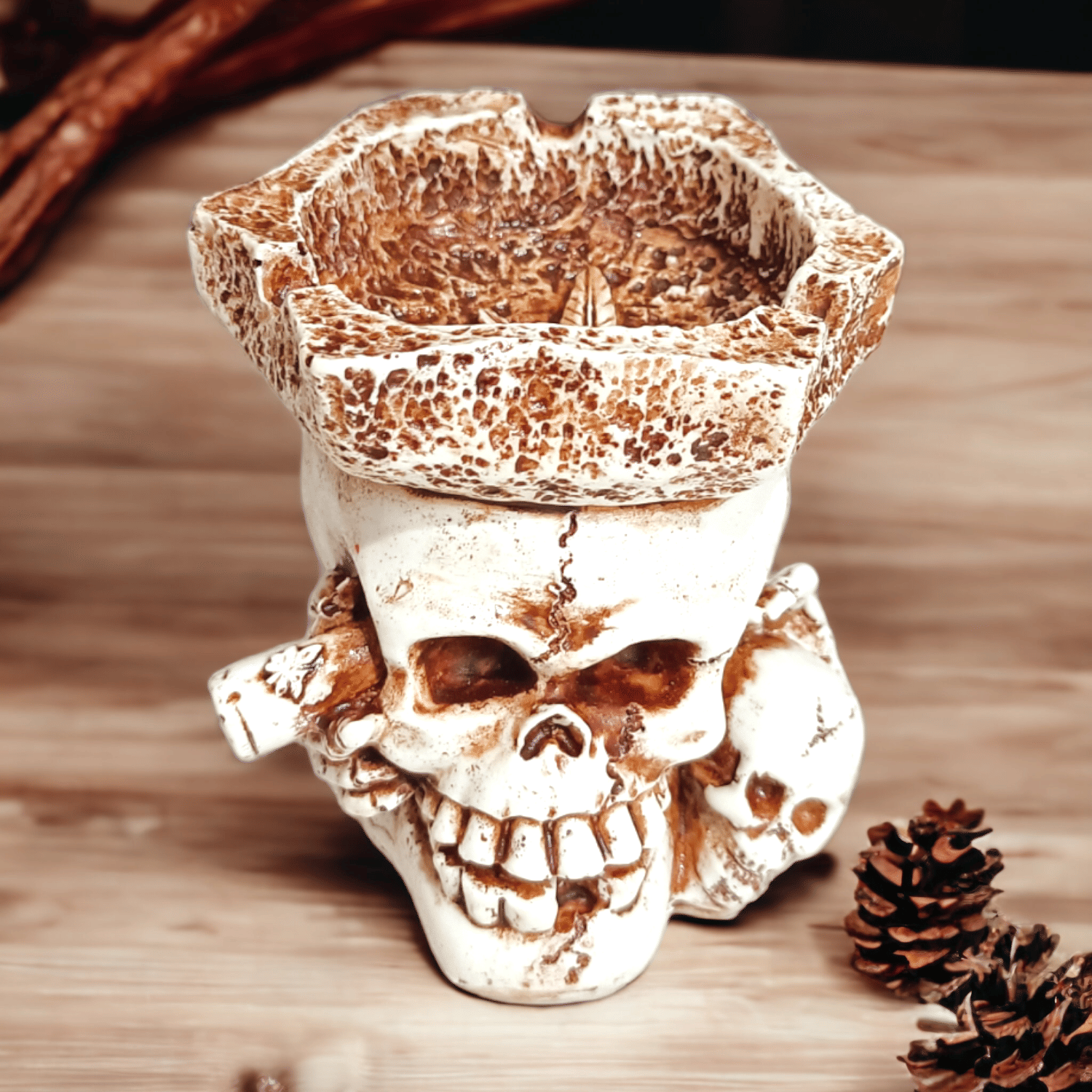 Resin Two side Skull Ashtray Home Ornaments for Scary Halloween Decorations, Decorative Skulls, Skeletons Figurines for Bar Accessories, Smoking Room Decor for Smokers Resin Two side Skull Ashtray Home Ornaments for Scary Halloween Decorations, Decorative Skulls, Skeletons Figurines for Bar Accessories, Smoking Room Decor for Smokers