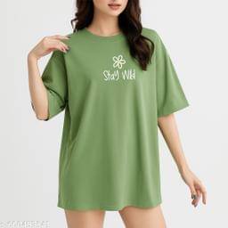 SF 33 Women Cotton Blend Oversized Fit Round Neck T-Shirt ( Lime Green ) SF 33 Women Cotton Blend Oversized Fit Round Neck T-Shirt ( Lime Green )