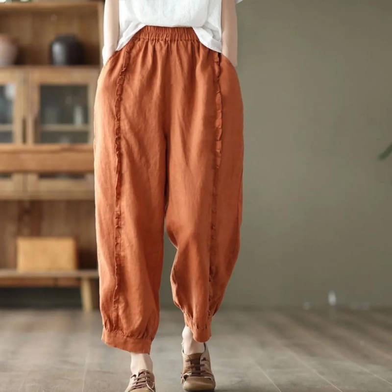     			SIDDHO HUM Women Cotton Casual Trousers ( Orange )