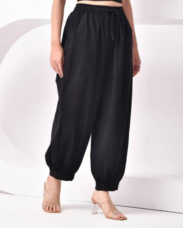     			SIDDHO HUM Women Cotton Casual Trousers ( Black )