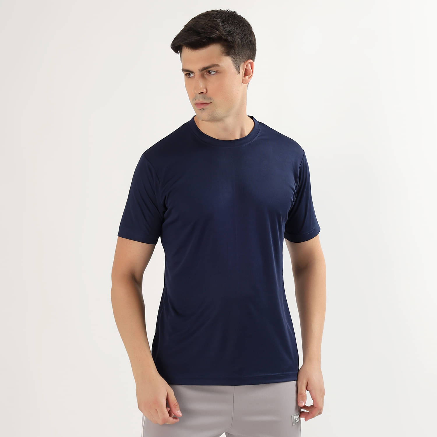SYS TEXTILE Men Cotton Blend Regular Fit Solid T-Shirt ( Navy Blue )     			SYS TEXTILE Men Cotton Blend Regular Fit Solid T-Shirt ( Navy Blue )