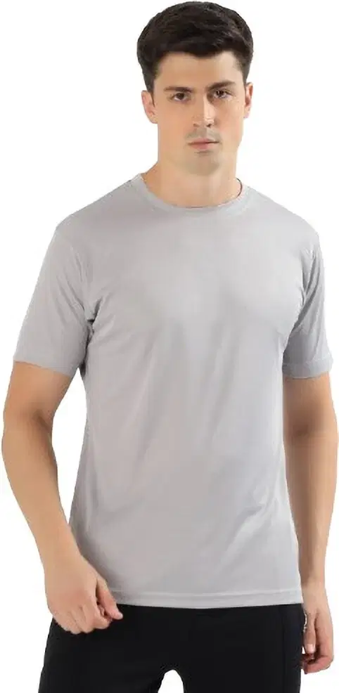 SYS TEXTILE Men Cotton Blend Regular Fit Solid T-Shirt ( Grey ) SYS TEXTILE Men Cotton Blend Regular Fit Solid T-Shirt ( Grey )