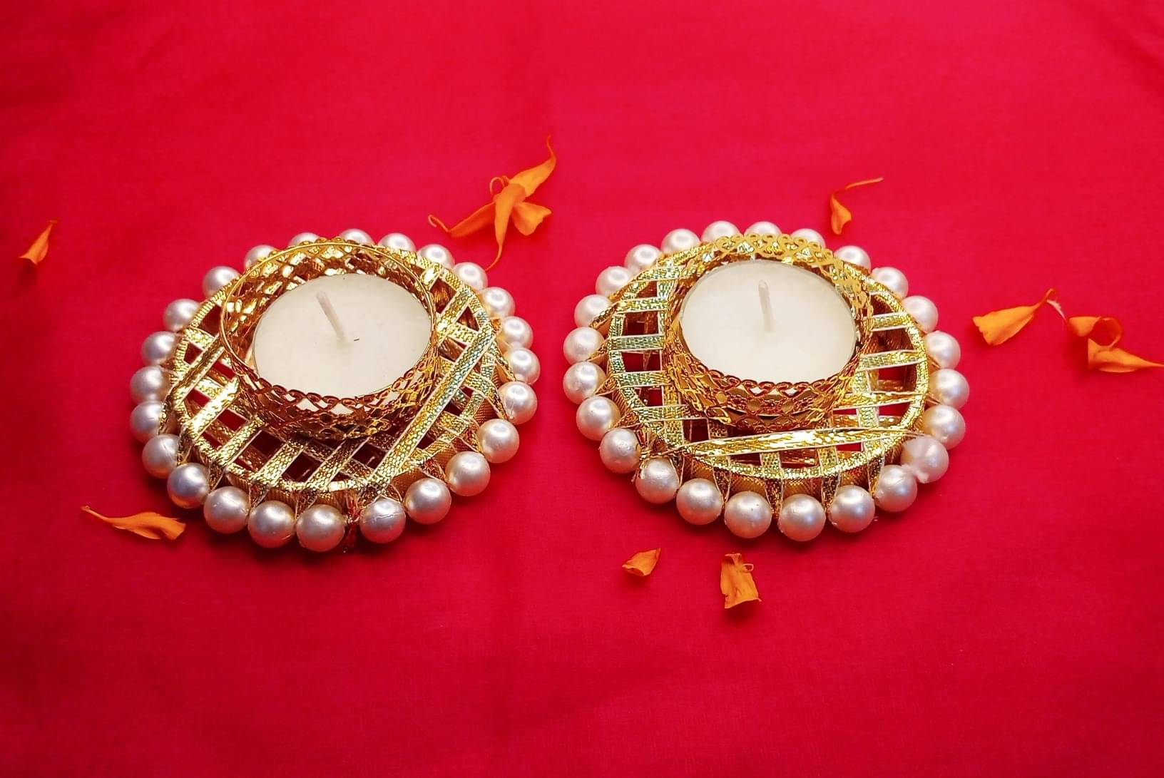     			Shri Glamour Gold Table Top Brass Tea Light Holder - Pack of 2