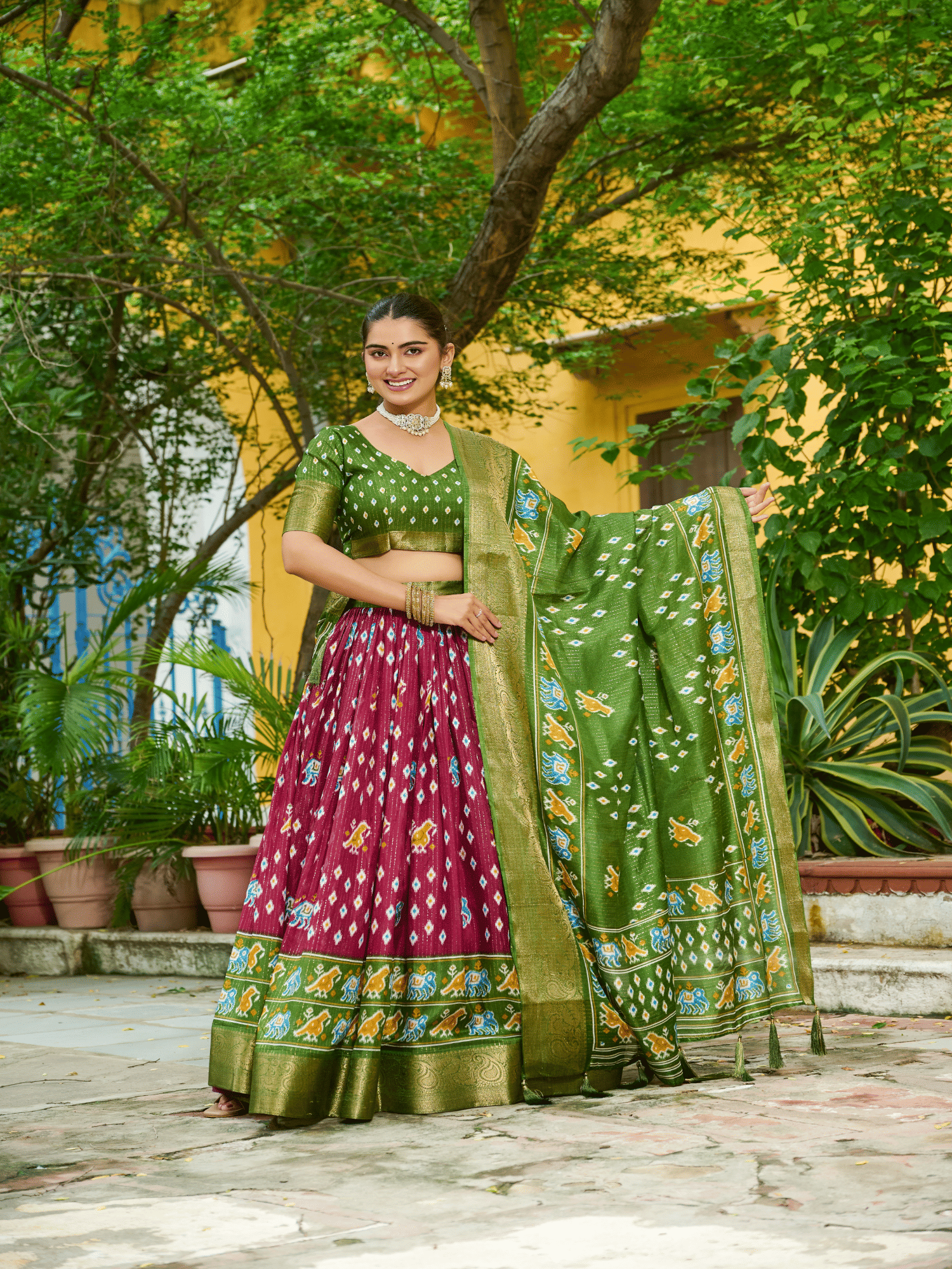     			THE PRIVATE LABLE Women Mysore Silk Flared Semi Stitched Lehenga Choli ( Maroon )