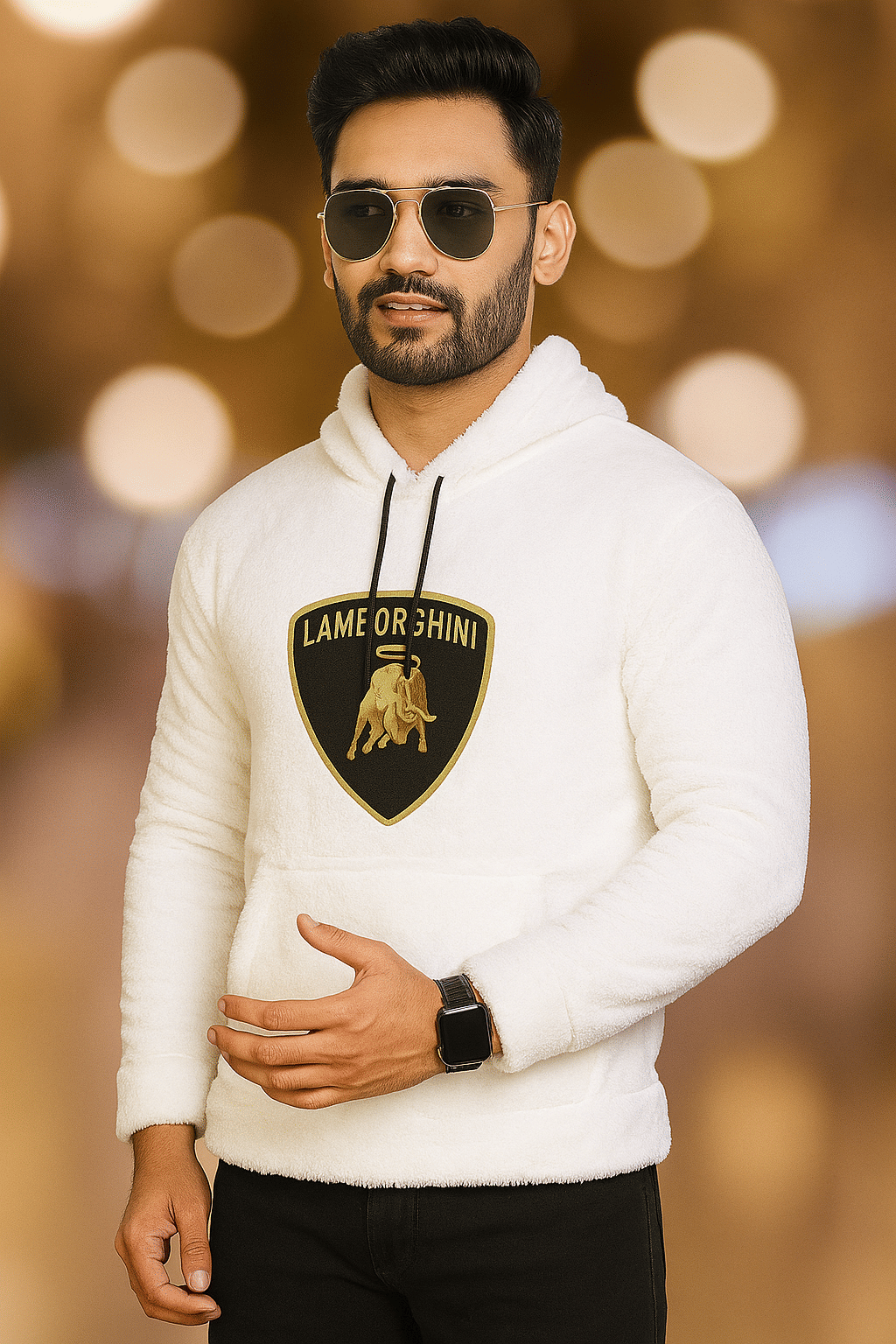 THINK IT UP Woollen Hooded Men's Sweatshirt - Off-White ( Pack of 1 ) THINK IT UP Woollen Hooded Men's Sweatshirt - Off-White ( Pack of 1 )