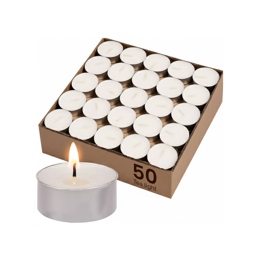 TYOHAAR White Unscented Wax Tea Light Candle 20 cm ( Pack of 50 )