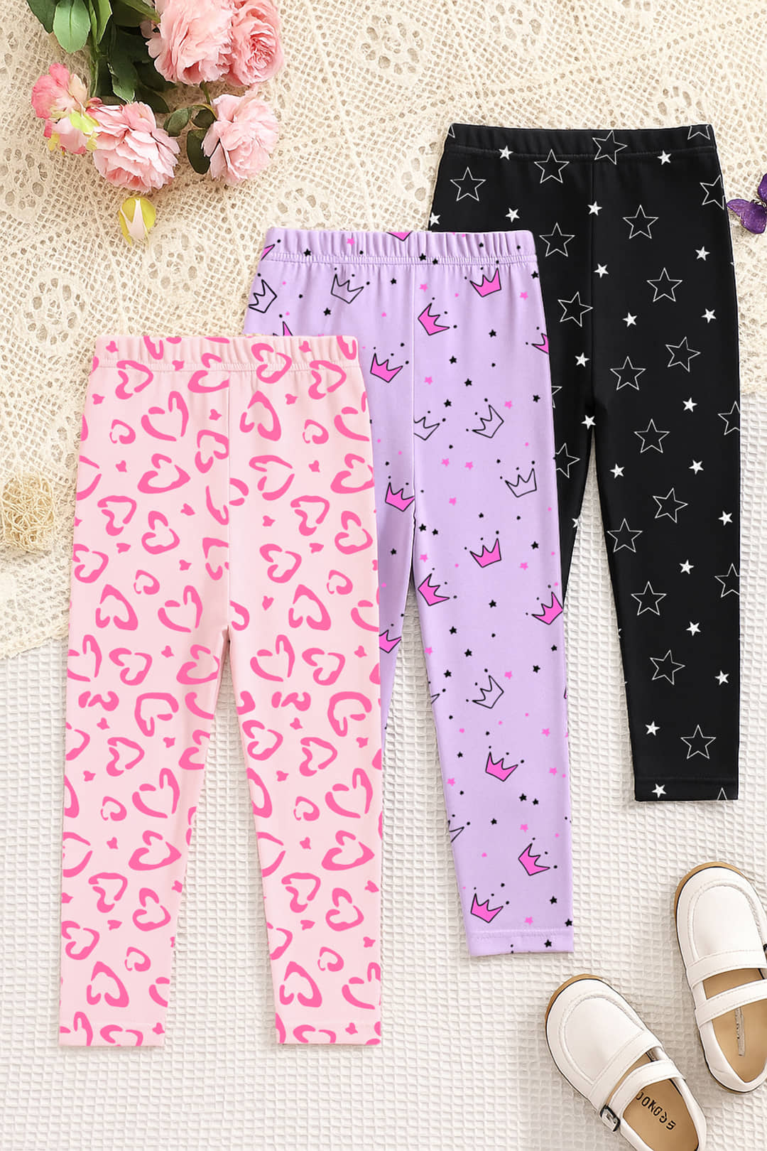 Trampoline Pack of 3 Girls Cotton Legging ( Multicolor )