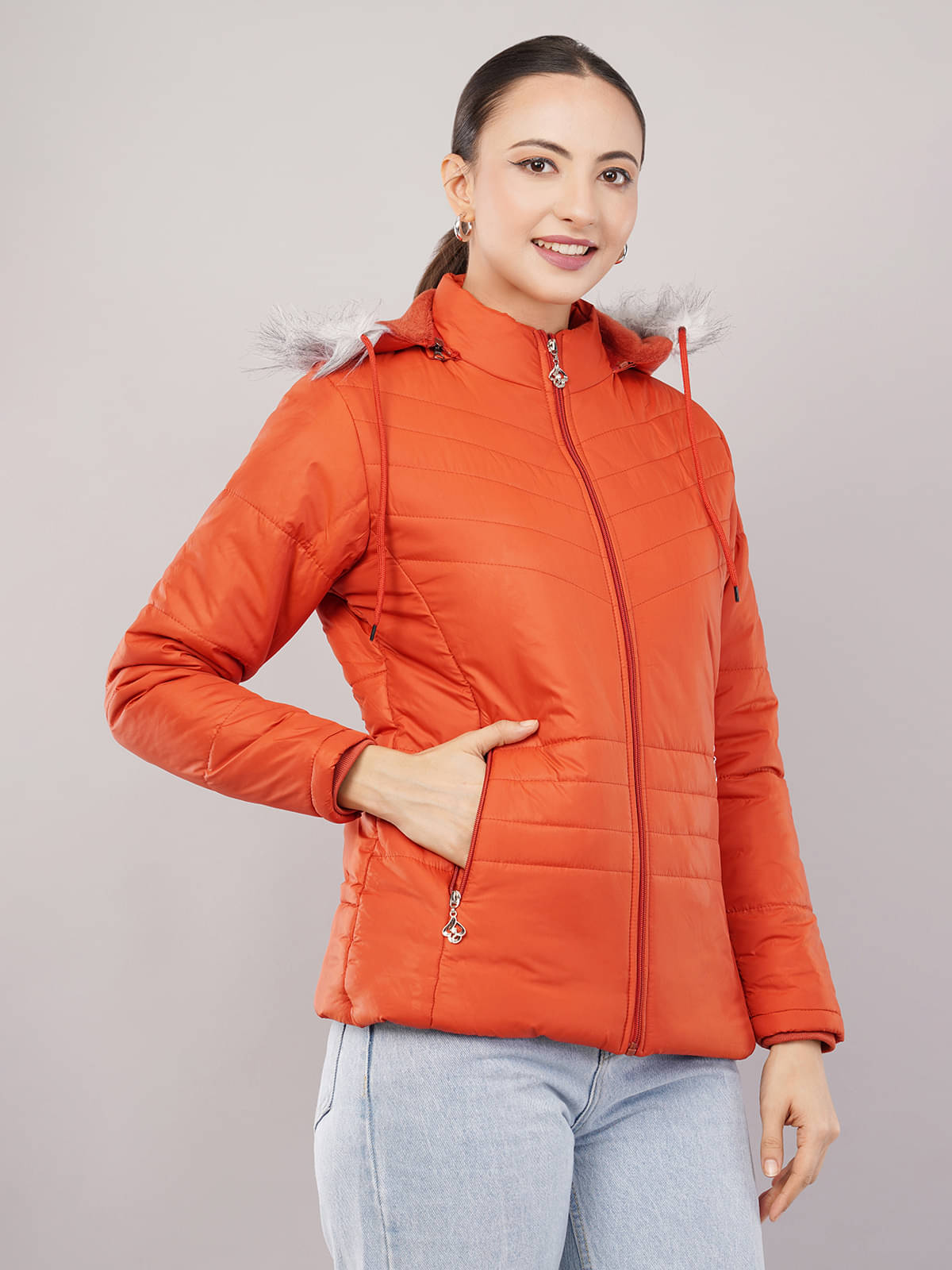     			VILAZO - Polyester Blend Orange Bomber Jackets Pack of 1