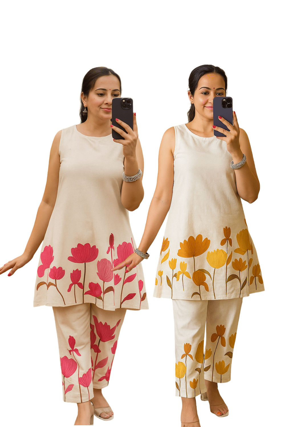 VISHWAS ENTERPRISE Women Colorblock Tunic With Palazzos Co-Ord Set ( Off White ) VISHWAS ENTERPRISE Women Colorblock Tunic With Palazzos Co-Ord Set ( Off White )
