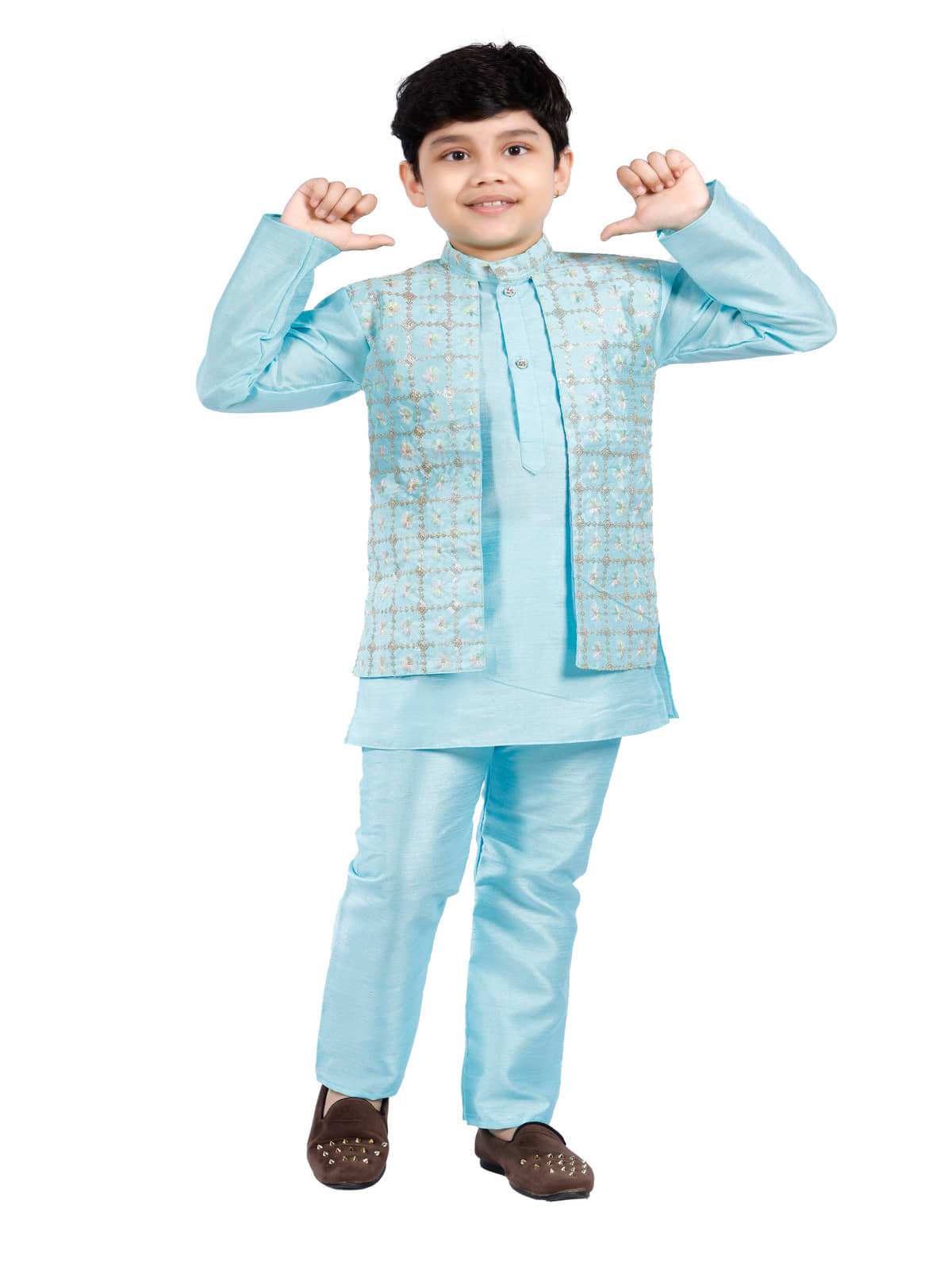 s muktar garments Boys Rayon Teal Kurta Pyjama Set ( Pack of 1 ) - Kurtas & Kurta Sets | Buy online on ZillyBuy