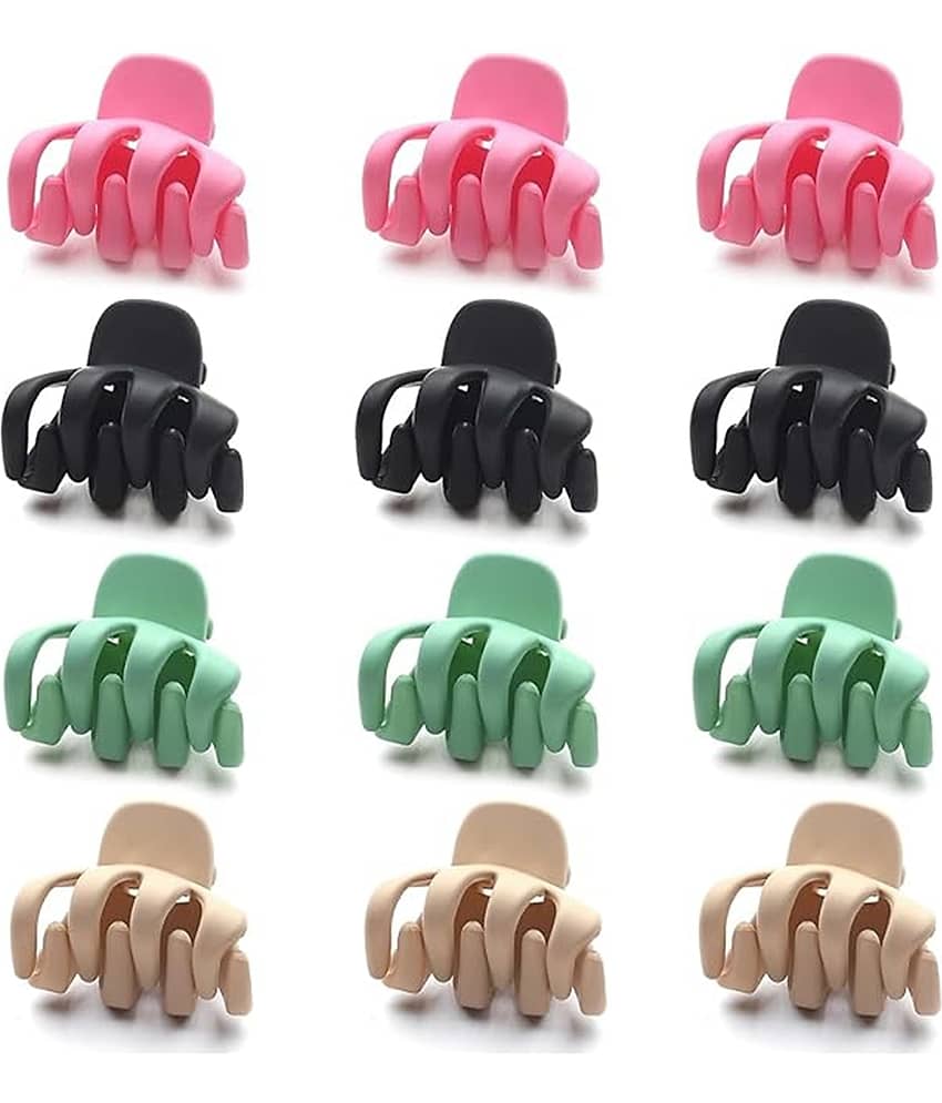 12 Pcs Hair Clutcher Set | Strong Grip Hair Clips for Women & Girls | Stylish Matte Finish Flower & Claw Clips for Daily Use, Party & Casual Hairstyles | Durable, Lightweight & Comfortable (matte hair cluther) - Jewellery Sets | Buy online on ZillyBuy