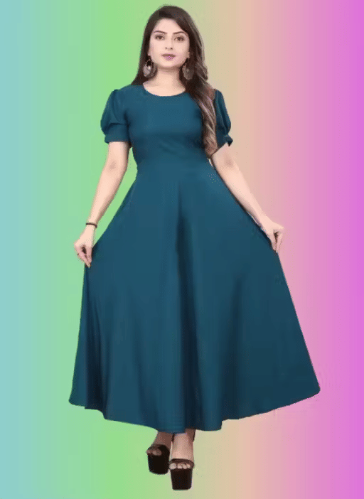    			2V BROTHERS Women Crepe Ethnic Dress ( Beige )