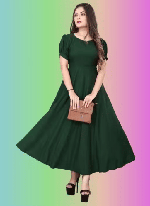     			2V BROTHERS Women Crepe Ethnic Dress ( Green )
