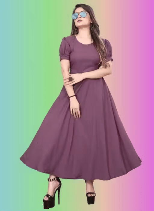     			2V BROTHERS Women Crepe Ethnic Dress ( Wine )