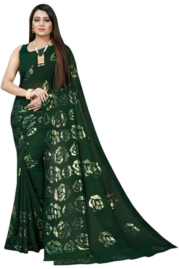     			A TO Z CART Georgette Embroidered Regular Saree With Unstitched Blouse Piece ( Red )
