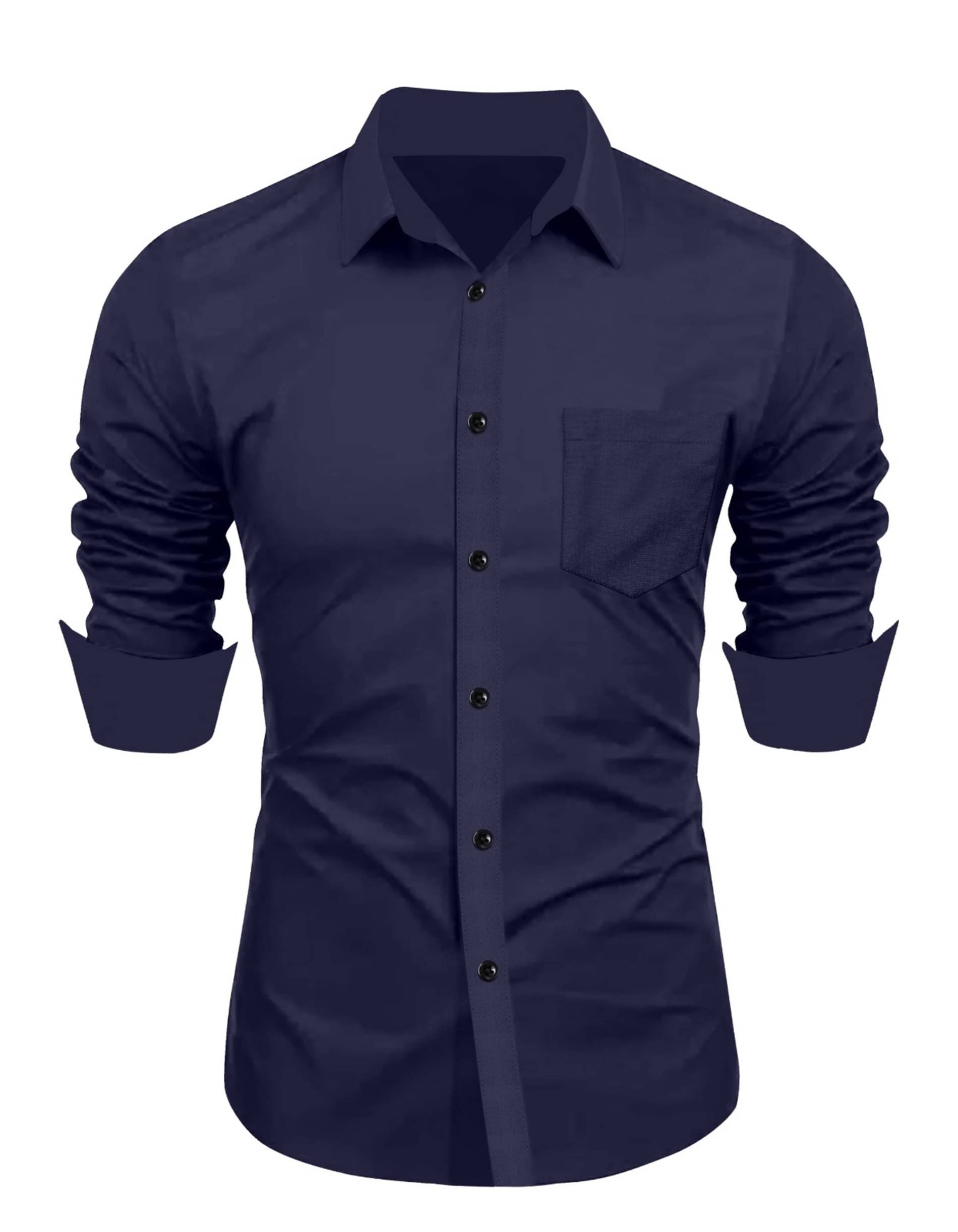    			AITAVIK OVERSEAS Poly Cotton Regular Fit Solids Full Sleeves Men's Casual Shirt - Navy Blue ( Pack of 1 )