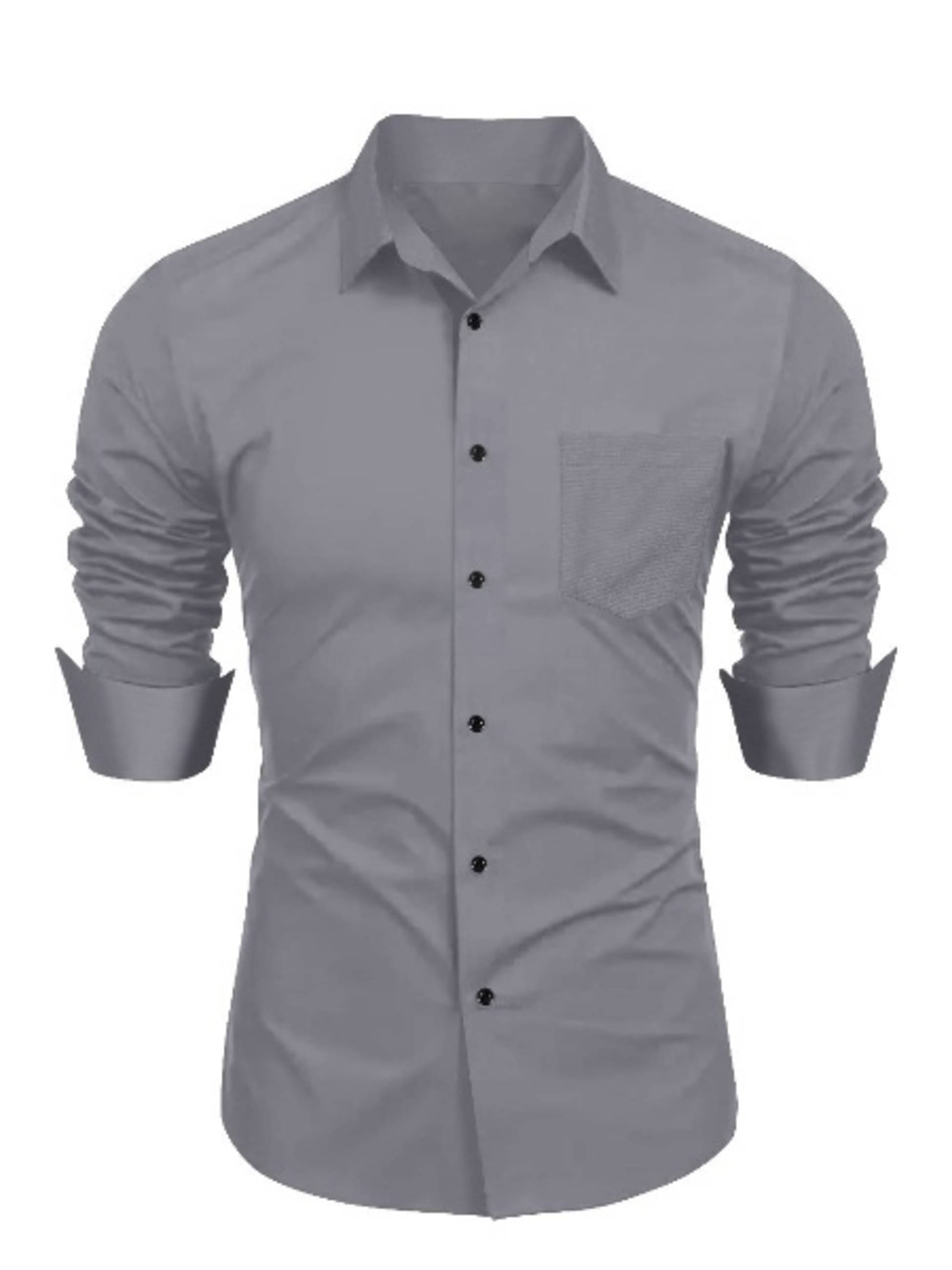     			AITAVIK OVERSEAS Poly Cotton Regular Fit Solids Full Sleeves Men's Casual Shirt - Grey ( Pack of 1 )