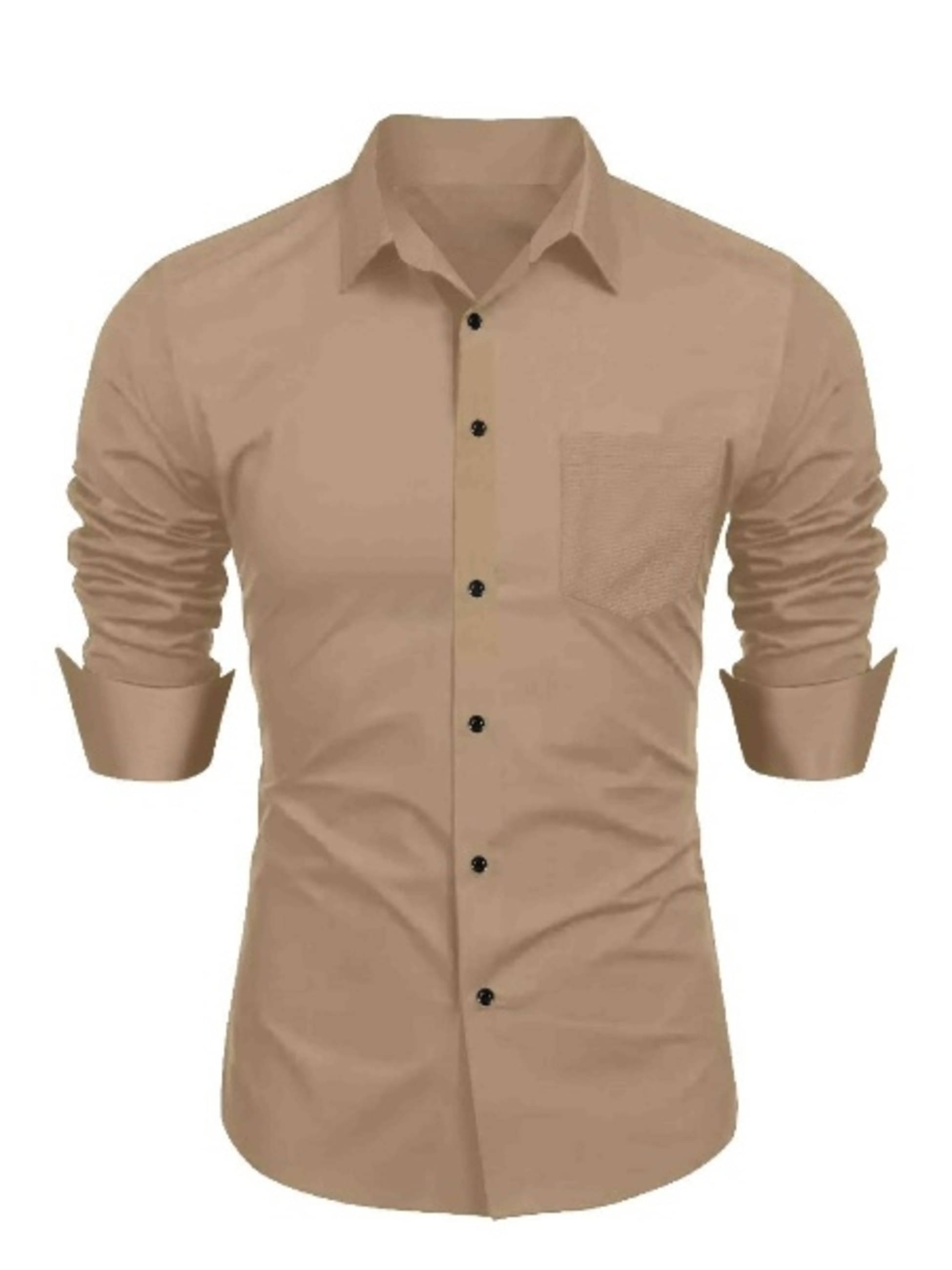 AITAVIK OVERSEAS Poly Cotton Regular Fit Solids Full Sleeves Men's Casual Shirt - Beige ( Pack of 1 )     			AITAVIK OVERSEAS Poly Cotton Regular Fit Solids Full Sleeves Men's Casual Shirt - Beige ( Pack of 1 )