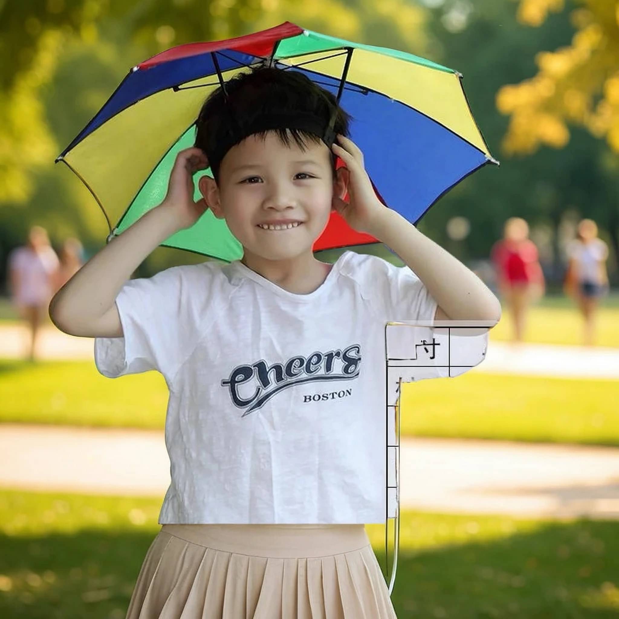     			Adorazone 1 Fold Manual Hat Headwear Umbrella ( Multi , Rainbow Design )