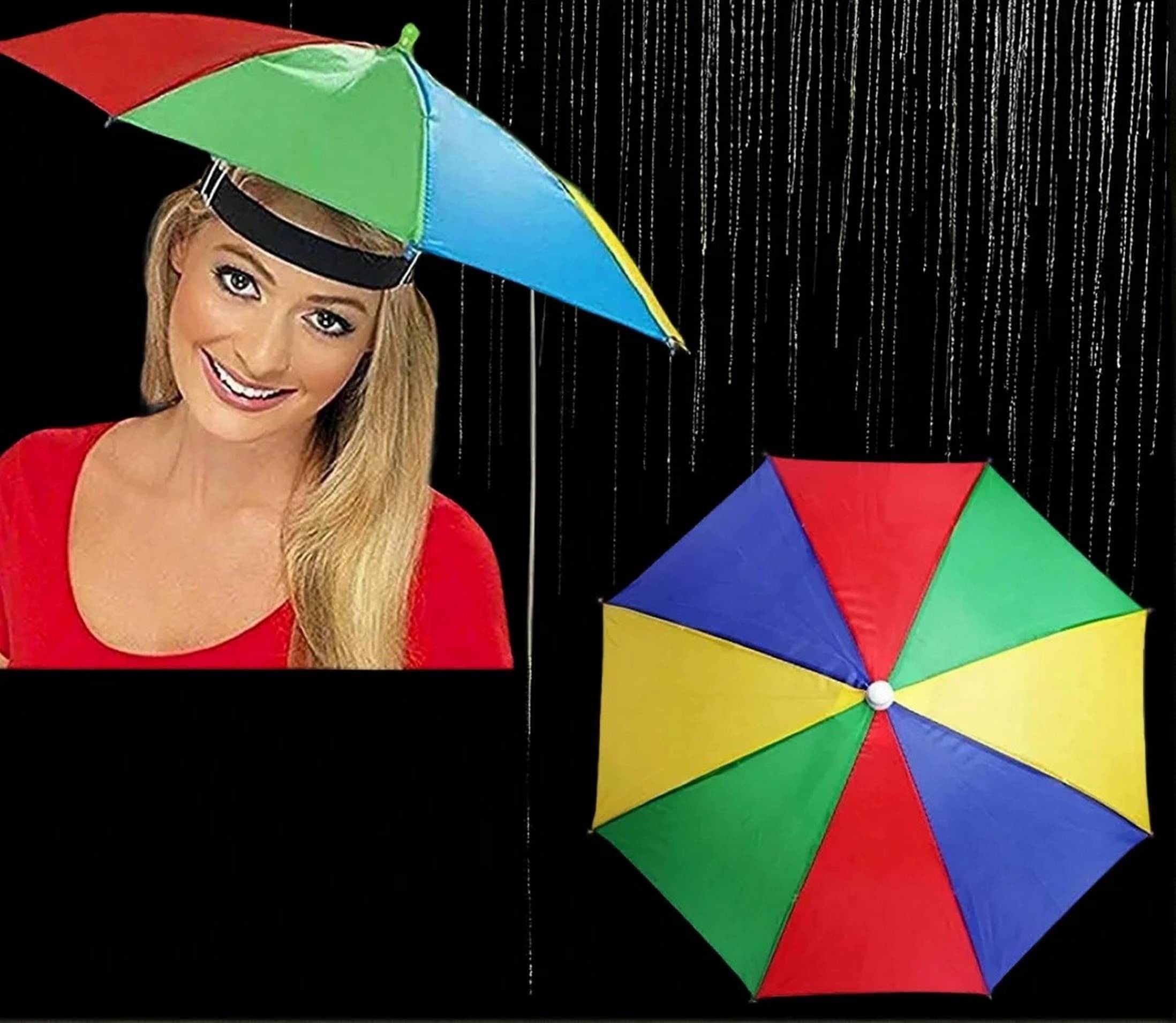 Adorazone 1 Fold Manual Hat Headwear Umbrella ( Multi , Rainbow Design ) Adorazone 1 Fold Manual Hat Headwear Umbrella ( Multi , Rainbow Design )