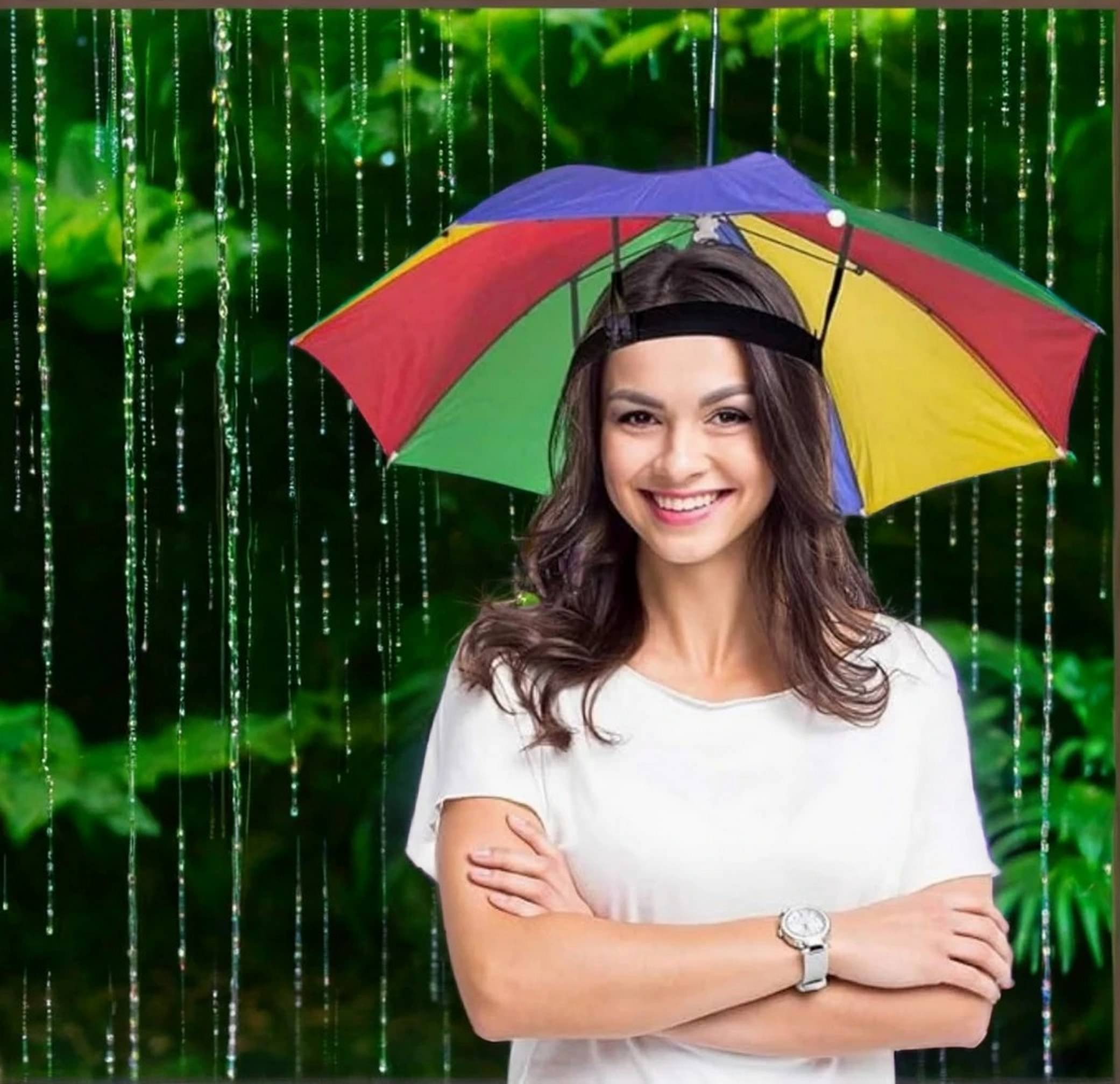 Adorazone 1 Fold Manual Hat Headwear Umbrella ( Multi , Rainbow Design )     			Adorazone 1 Fold Manual Hat Headwear Umbrella ( Multi , Rainbow Design )