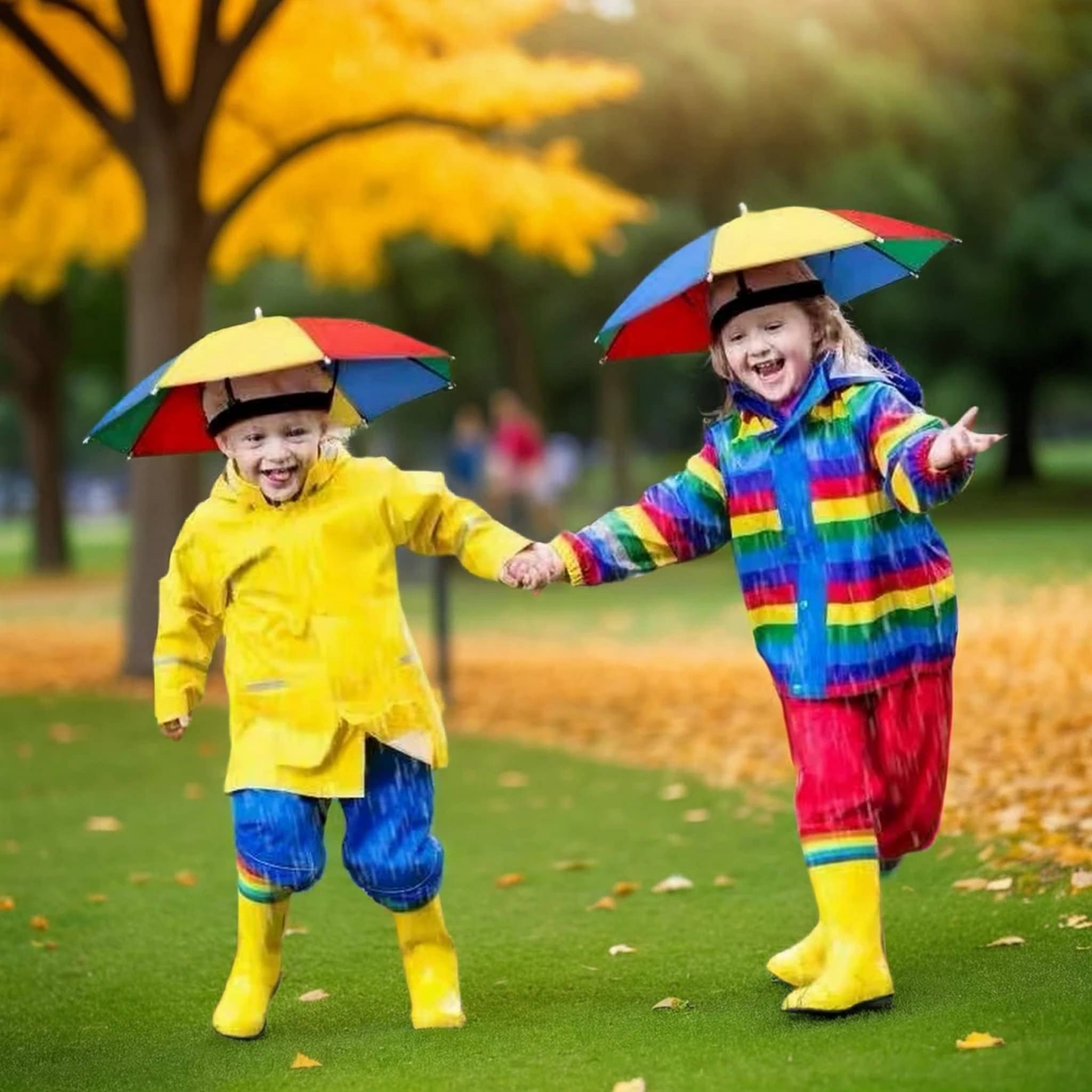 Adorazone 1 Fold Manual Hat Headwear Umbrella ( Multi , Rainbow Design ) Adorazone 1 Fold Manual Hat Headwear Umbrella ( Multi , Rainbow Design )