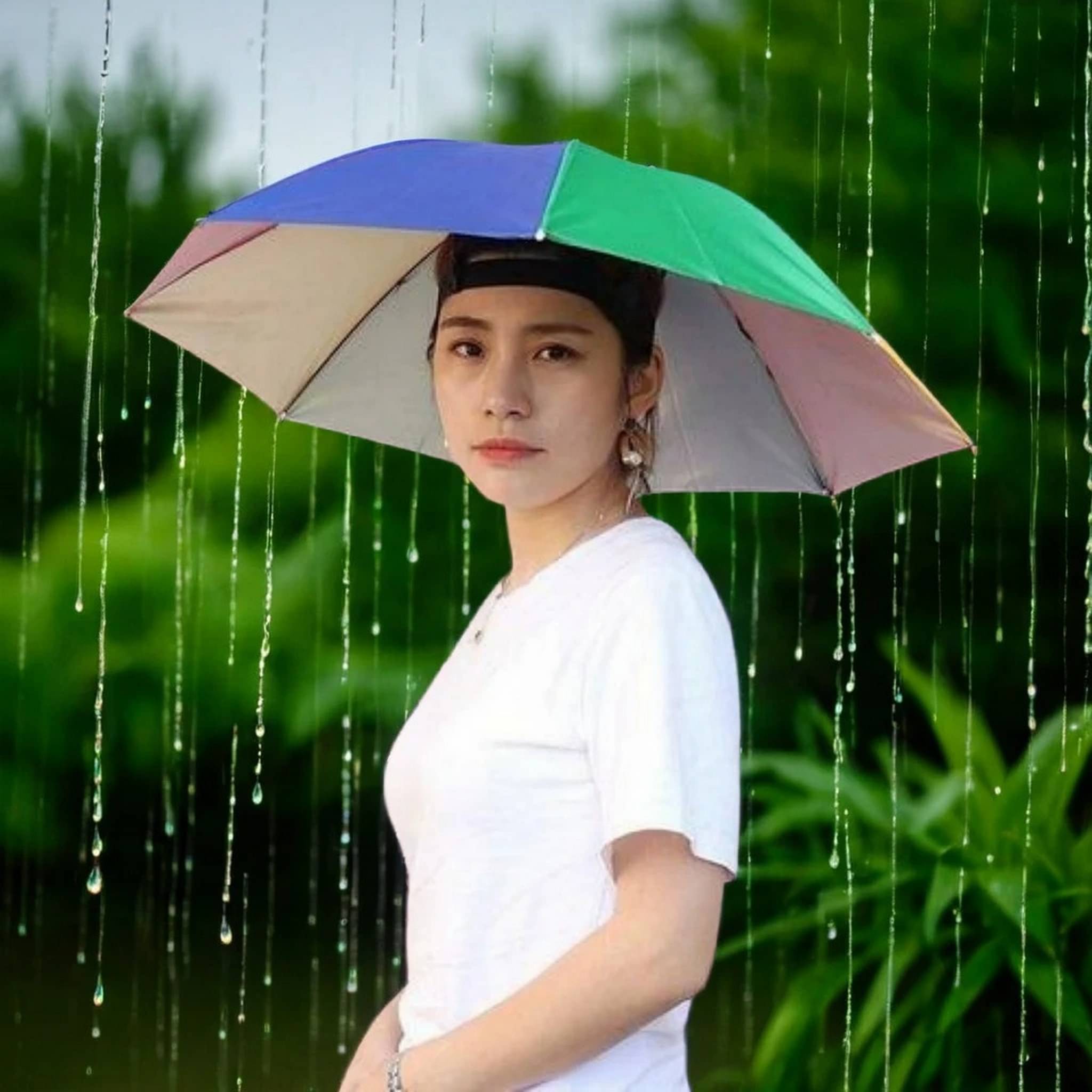 Adorazone 1 Fold Manual Hat Headwear Umbrella ( Multi , Rainbow Design ) Adorazone 1 Fold Manual Hat Headwear Umbrella ( Multi , Rainbow Design )